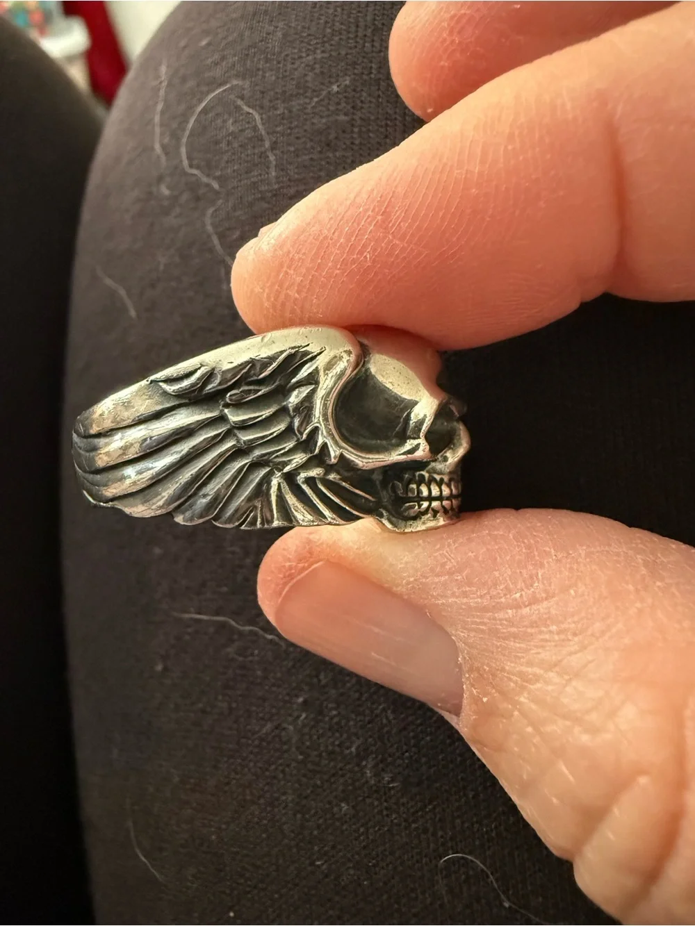 Witch’s Winged Skull Ring Sterling Silver Size 9 Witch’s Estate Sale